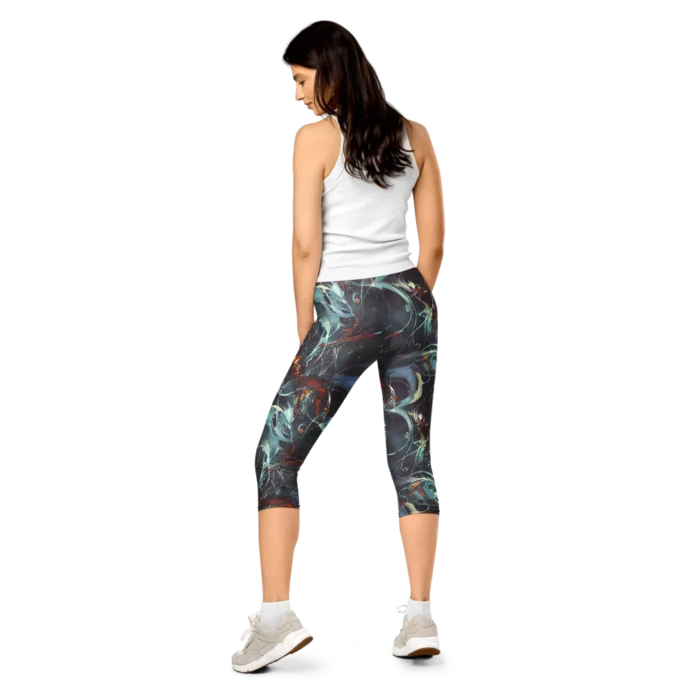 Neo-Splash Labyrinth on Capri Leggings — Back