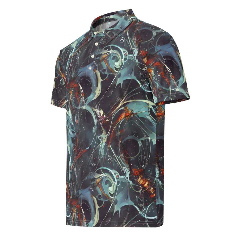 Neo-Splash Labyrinth on Men's Slim Fit Polo Shirt — Left Front