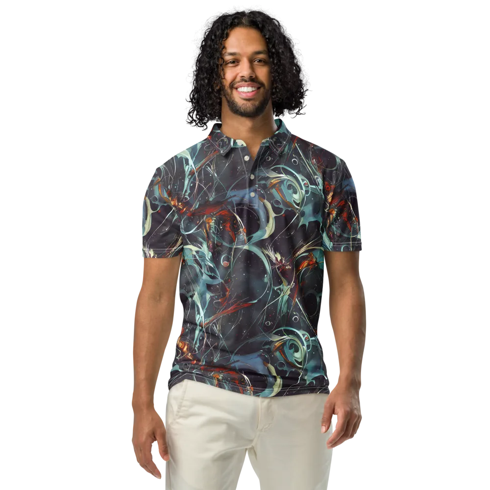 Neo-Splash Labyrinth on Men's Slim Fit Polo Shirt — Front