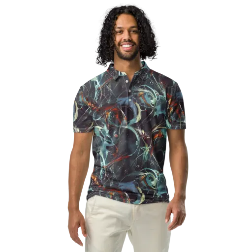 Neo-Splash Labyrinth on a Men's Slim Fit Polo Shirt