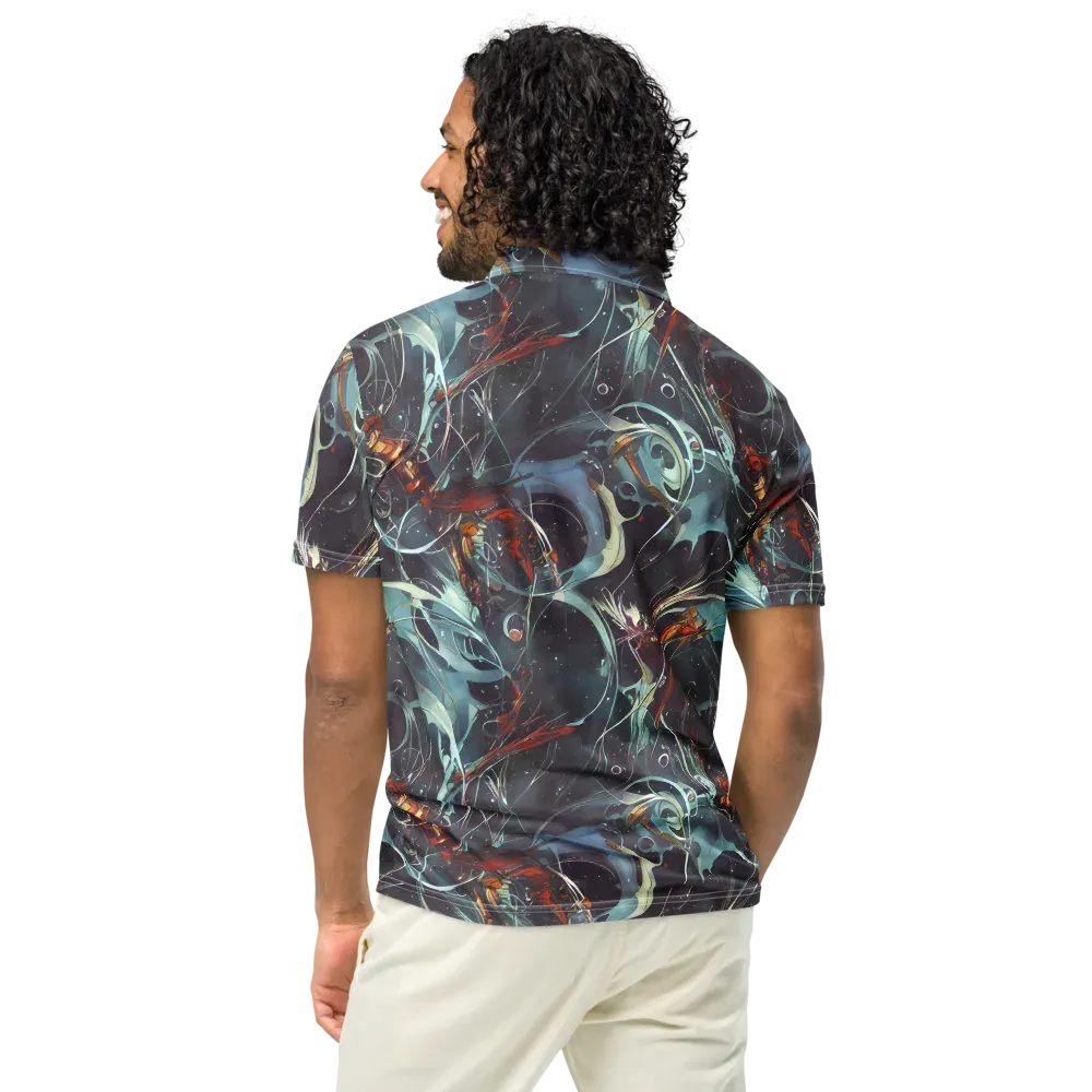 Neo-Splash Labyrinth on Men's Slim Fit Polo Shirt — Back