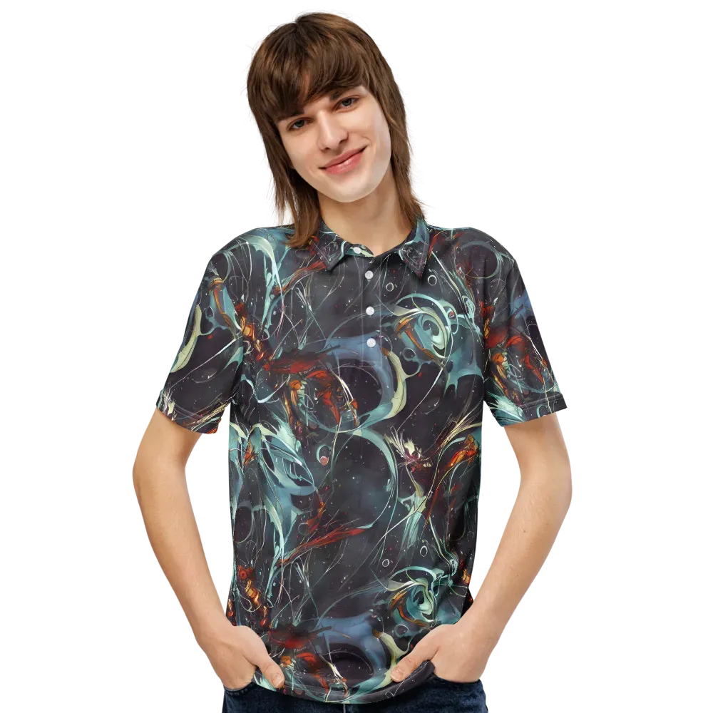 Neo-Splash Labyrinth on Men's Slim Fit Polo Shirt — Front