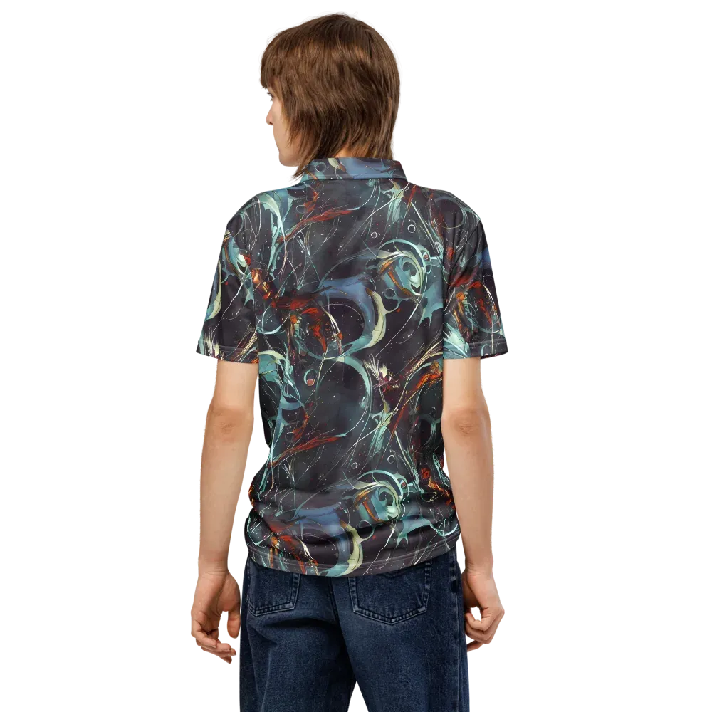 Neo-Splash Labyrinth on Men's Slim Fit Polo Shirt — Back