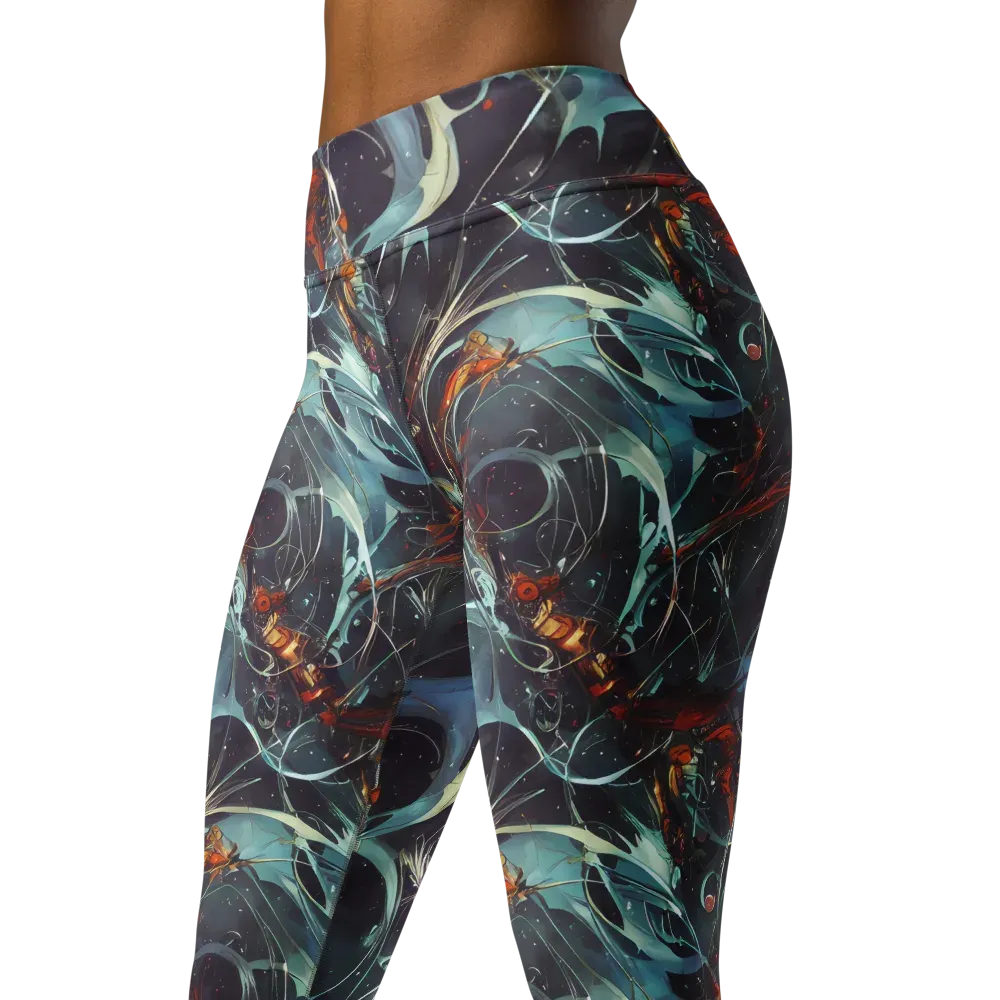 Neo-Splash Labyrinth on Yoga Leggings — Left Front