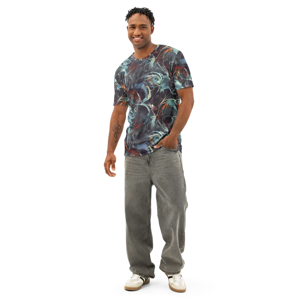 Neo-Splash Labyrinth on Men's Cotton Crew Neck T-Shirt — Front