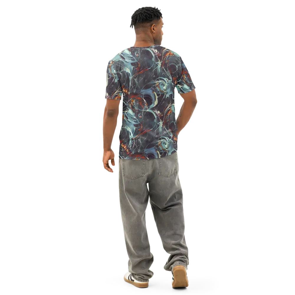 Neo-Splash Labyrinth on Men's Cotton Crew Neck T-Shirt — Back