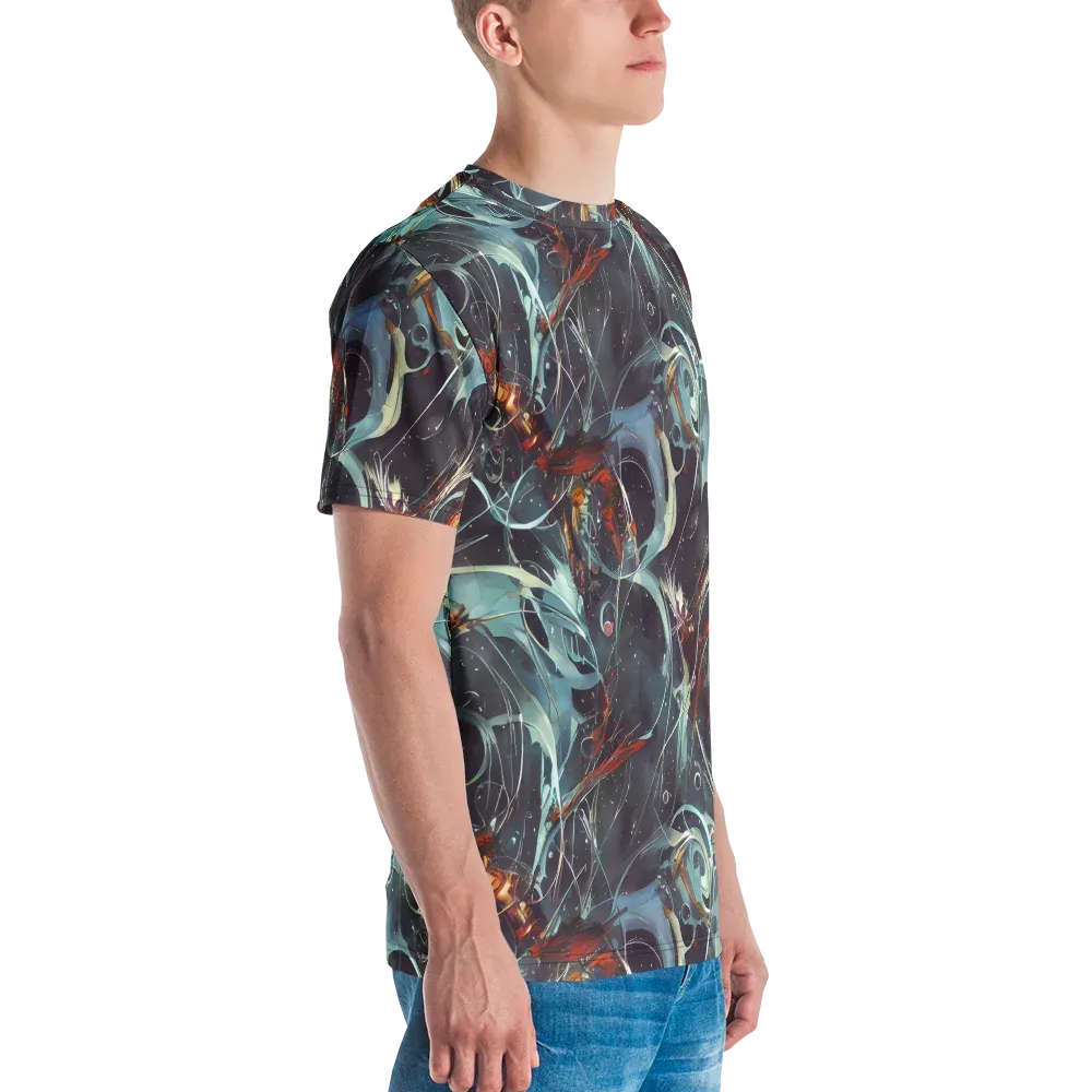 Neo-Splash Labyrinth on Men's Crew Neck T-Shirt — Right