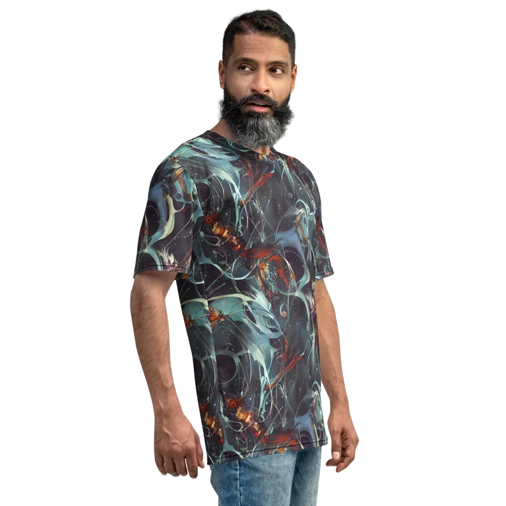 Neo-Splash Labyrinth on Men's Crew Neck T-Shirt — Right