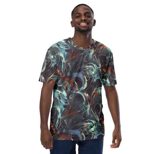Neo-Splash Labyrinth on a Men's Crew Neck T-Shirt