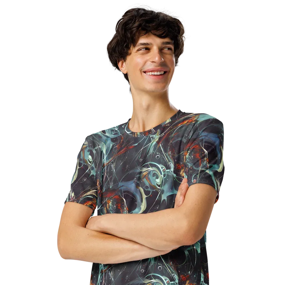 Neo-Splash Labyrinth on Men's Crew Neck T-Shirt — Left Front