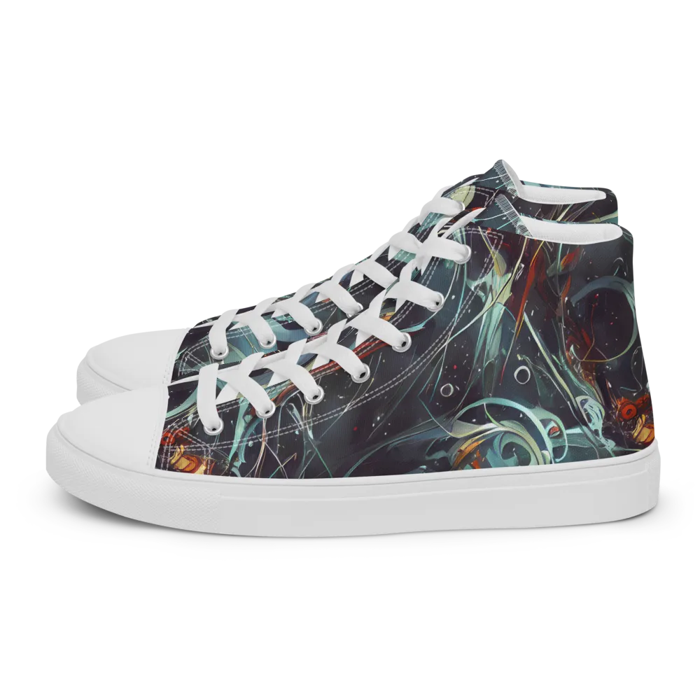 Neo-Splash Labyrinth on Men's High Top Canvas Shoes — Left
