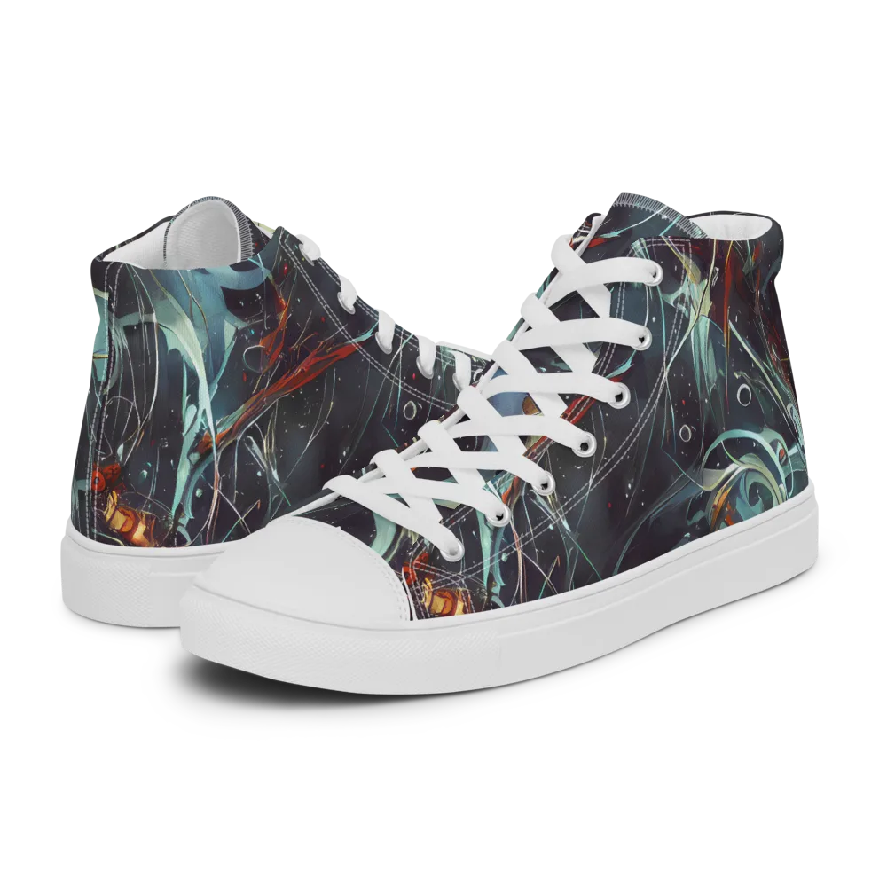 Neo-Splash Labyrinth on Men's High Top Canvas Shoes — Left