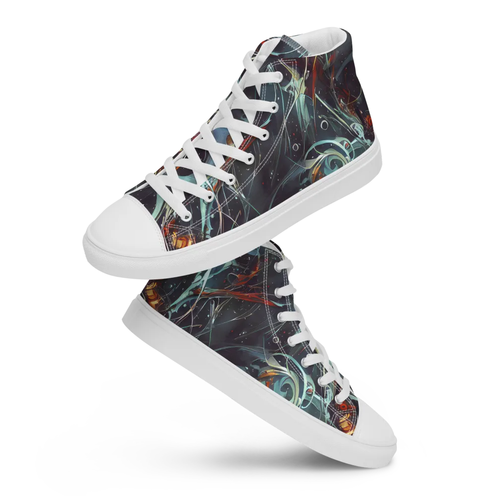 Neo-Splash Labyrinth on Men's High Top Canvas Shoes — Front