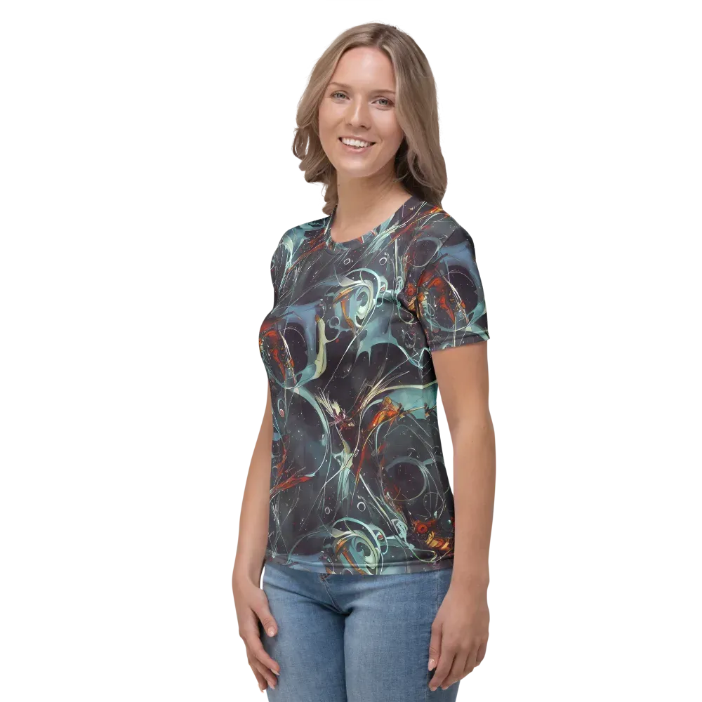 Neo-Splash Labyrinth on Women's Crew Neck T-Shirt — Left