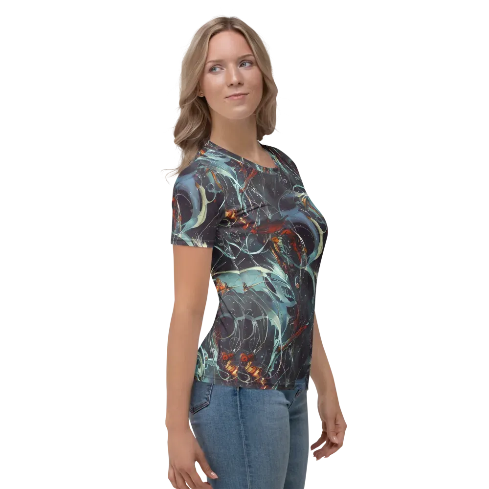 Neo-Splash Labyrinth on Women's Crew Neck T-Shirt — Right