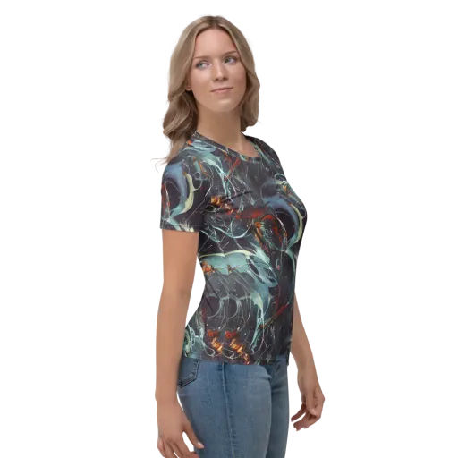 Neo-Splash Labyrinth on a Women's Crew Neck T-Shirt