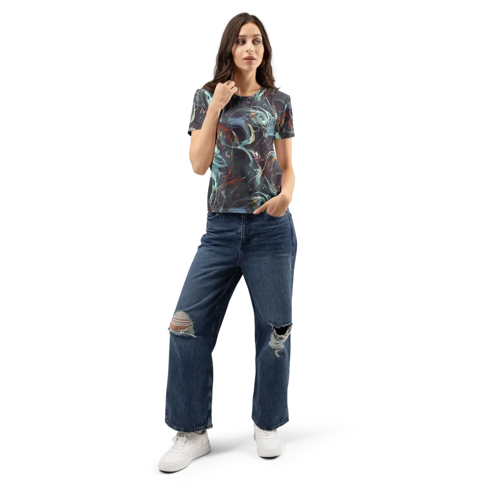 Neo-Splash Labyrinth on Women's Crew Neck T-Shirt — Front