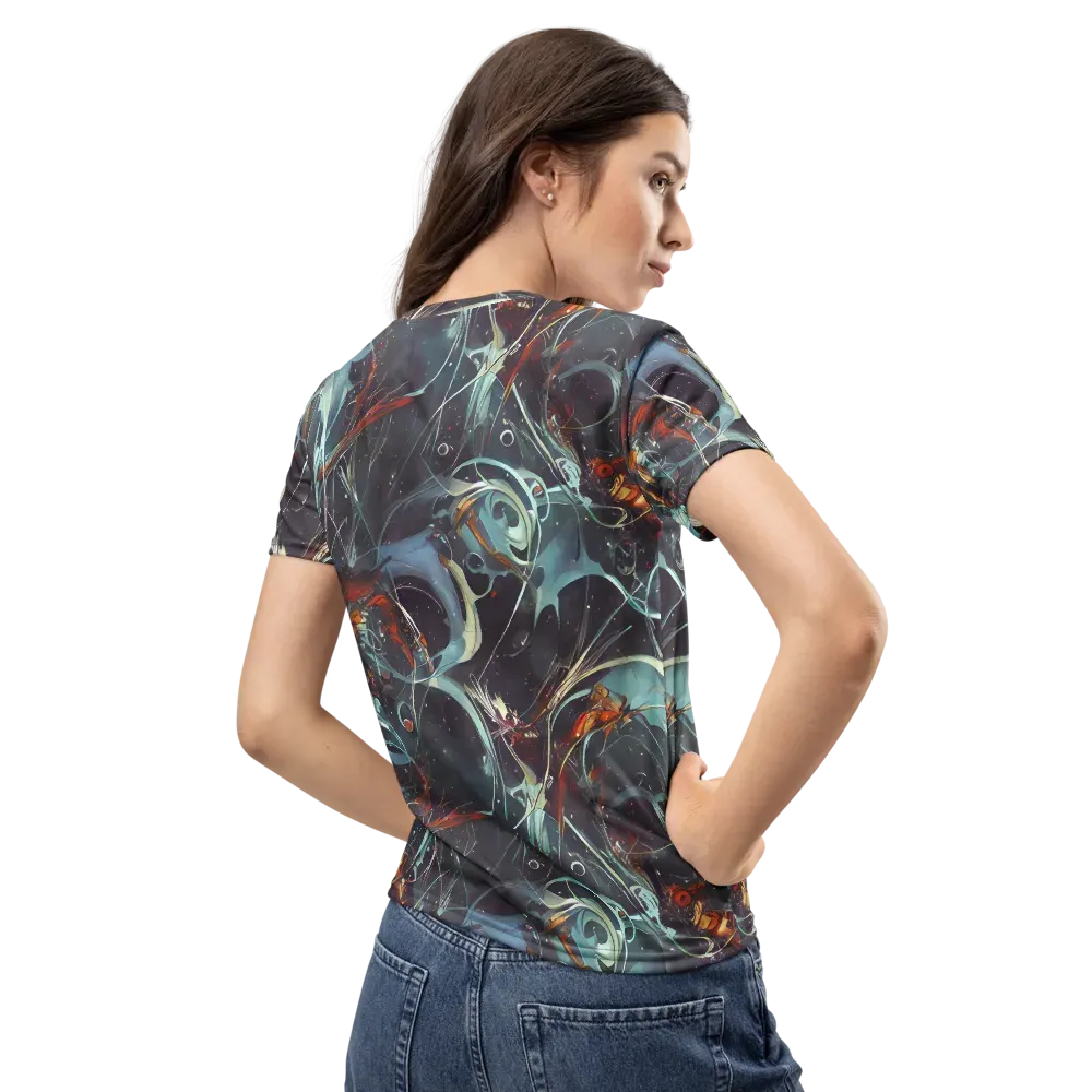 Neo-Splash Labyrinth on Women's Crew Neck T-Shirt — Back