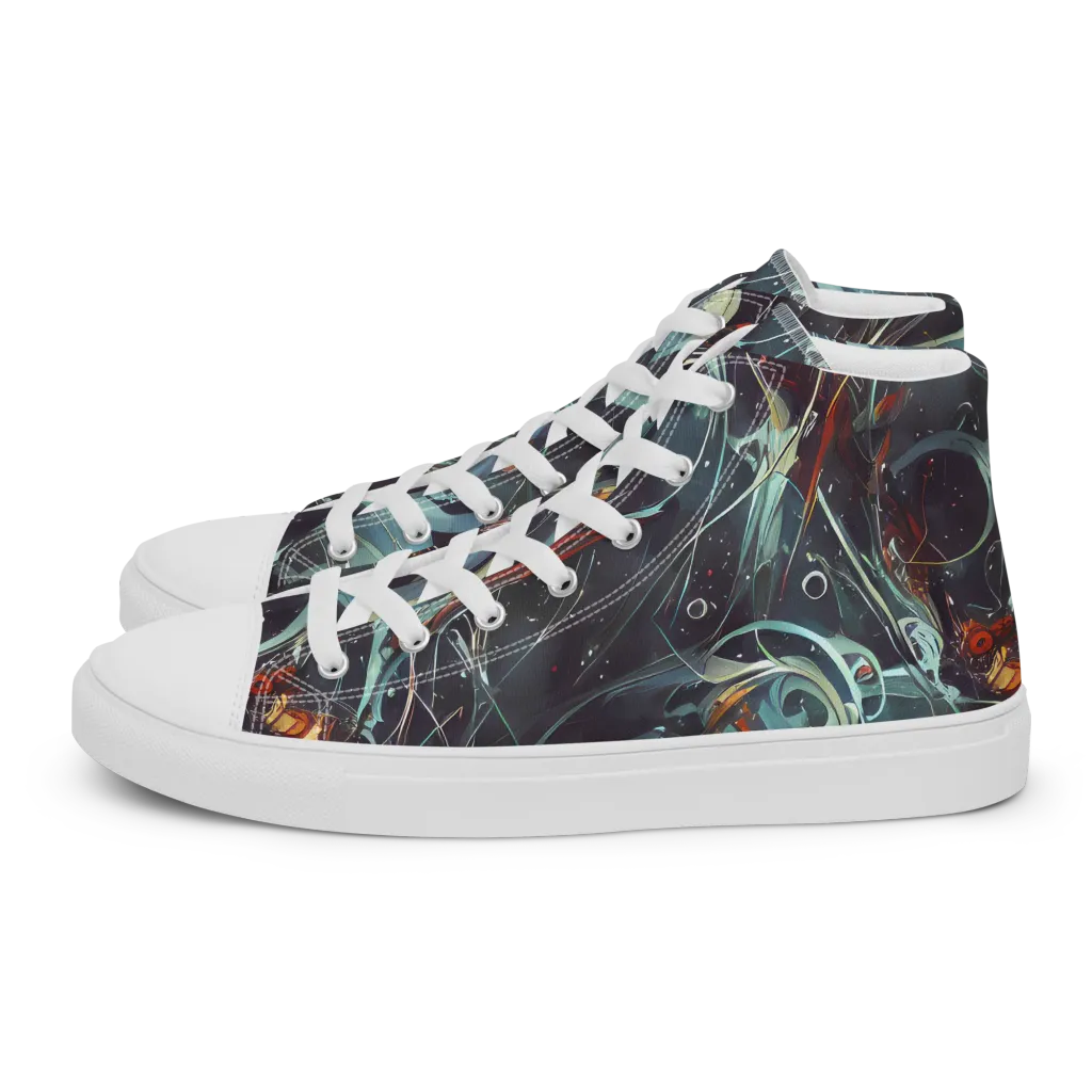 Neo-Splash Labyrinth on Women's High Top Canvas Shoes — Left