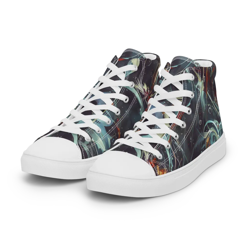 Neo-Splash Labyrinth on Women's High Top Canvas Shoes — Left Front