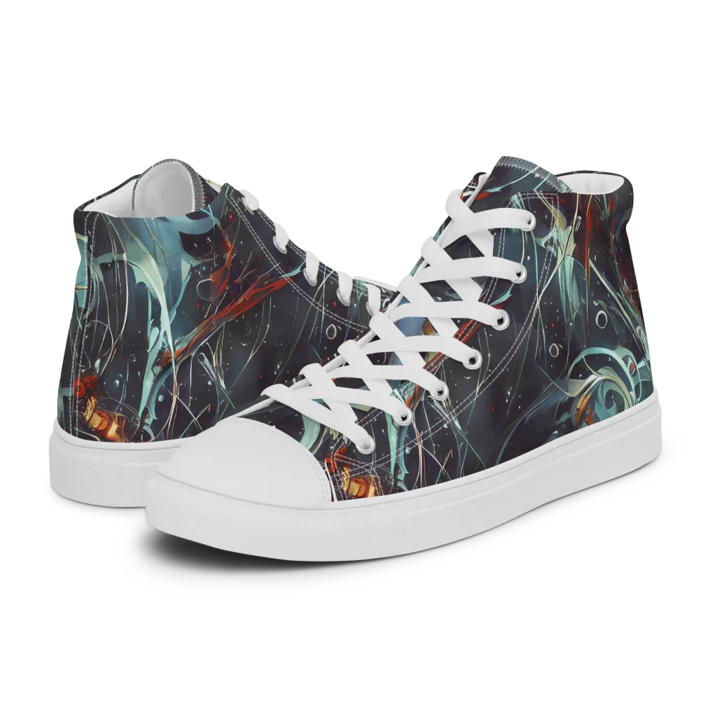 Neo-Splash Labyrinth on Women's High Top Canvas Shoes — Left