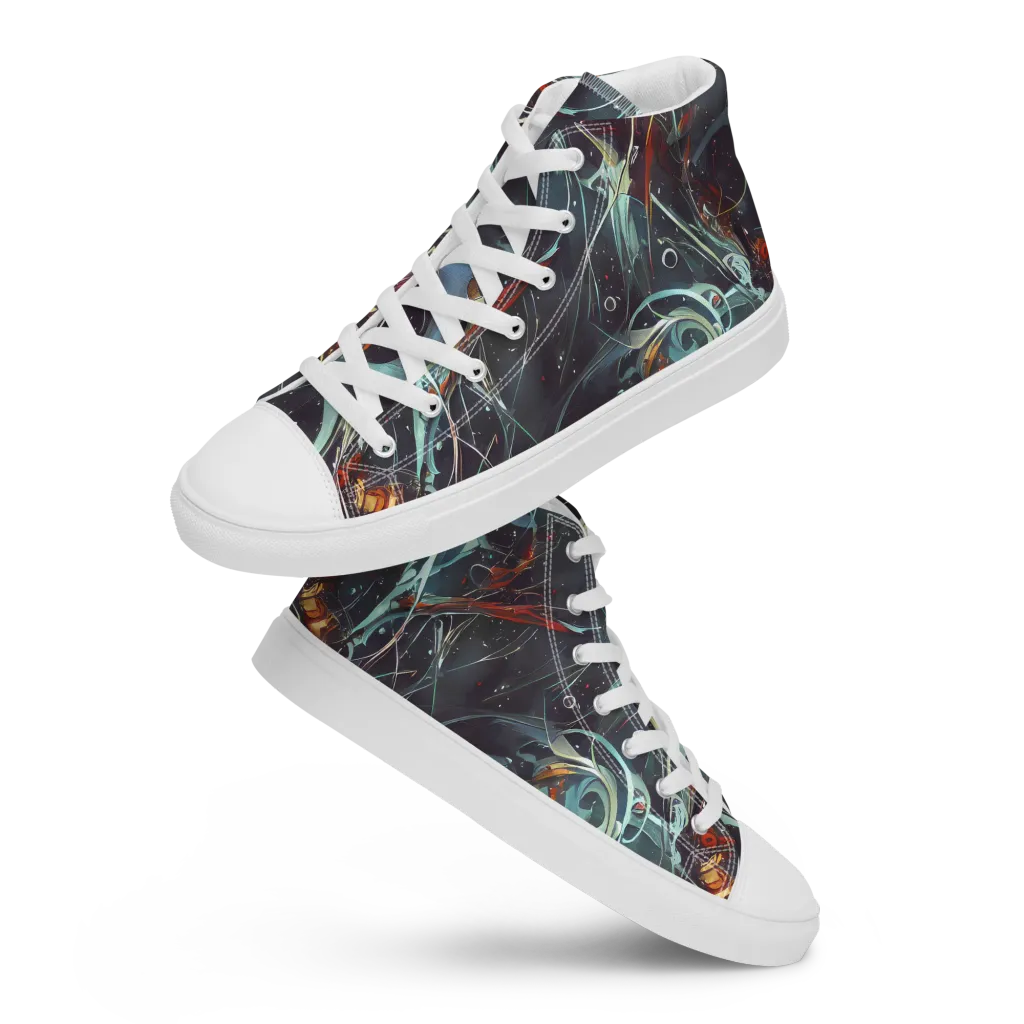 Neo-Splash Labyrinth on Women's High Top Canvas Shoes — Front
