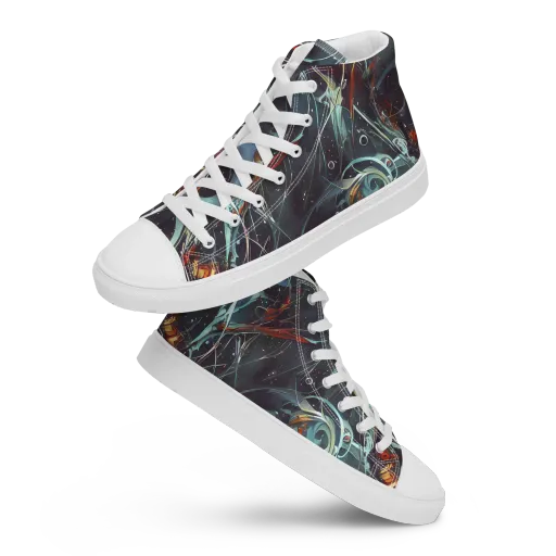 Neo-Splash Labyrinth on a Women's High Top Canvas Shoes