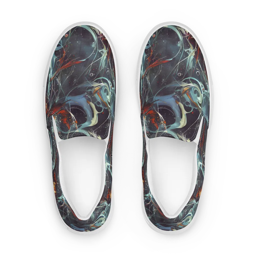 Neo-Splash Labyrinth on Men's Slip-On Canvas Shoes — Front
