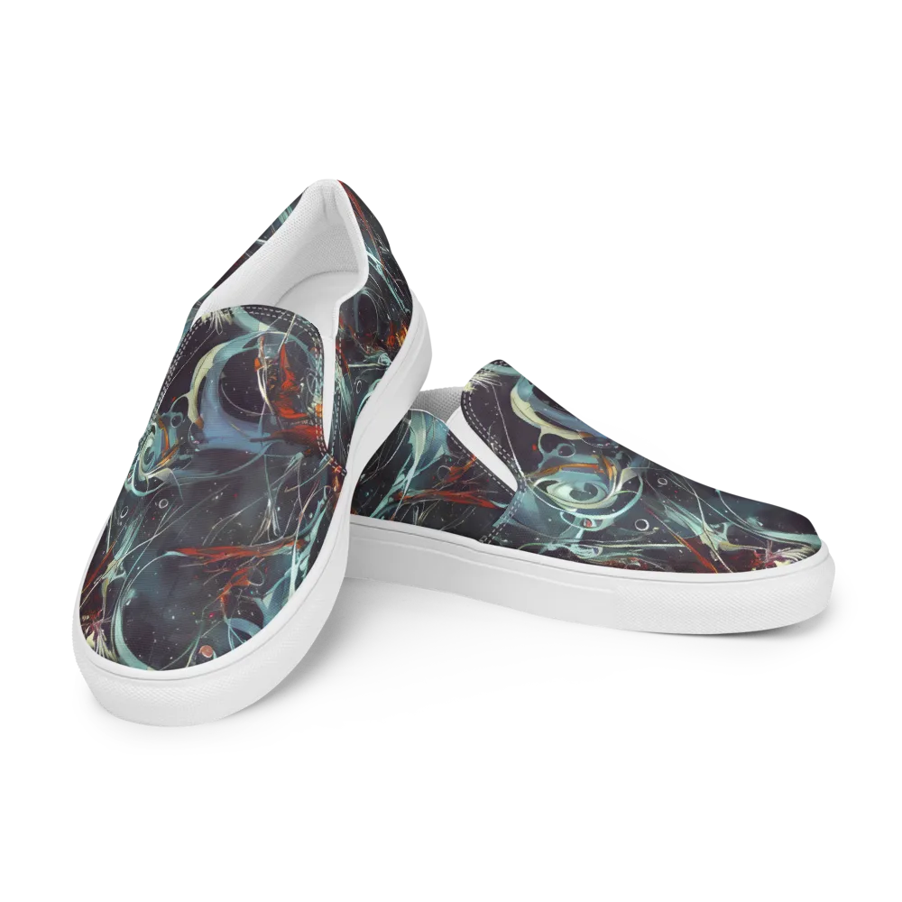 Neo-Splash Labyrinth on Men's Slip-On Canvas Shoes — Left Front