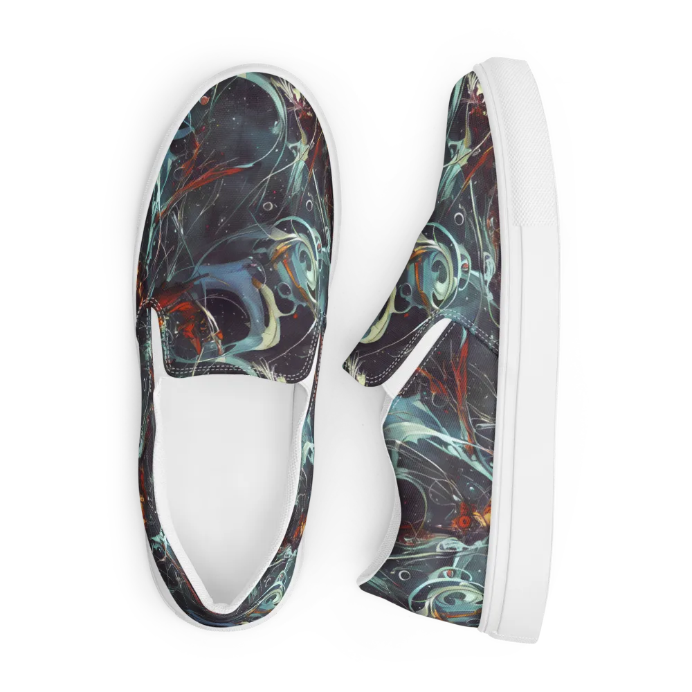 Neo-Splash Labyrinth on Men's Slip-On Canvas Shoes — Front