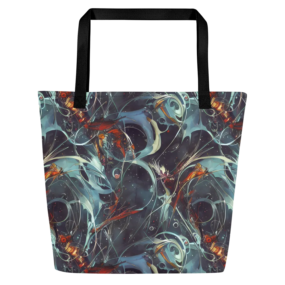 Neo-Splash Labyrinth on Large Tote Bag W/ Pocket — Front