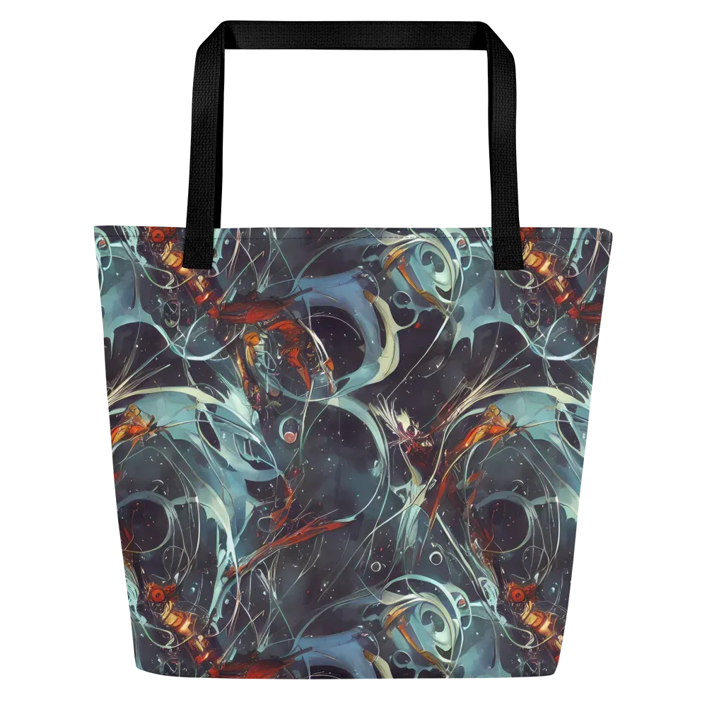 Neo-Splash Labyrinth on Large Tote Bag W/ Pocket — Front