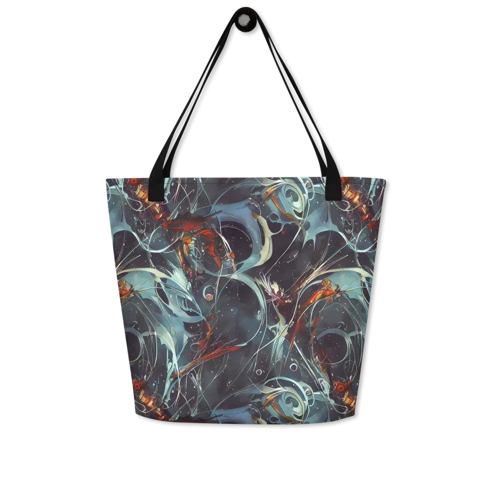 Neo-Splash Labyrinth on Large Tote Bag W/ Pocket — Front