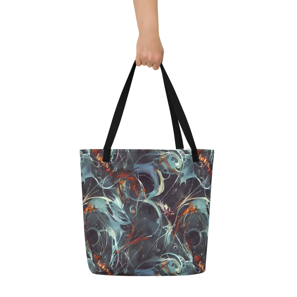 Neo-Splash Labyrinth on Large Tote Bag W/ Pocket — Front
