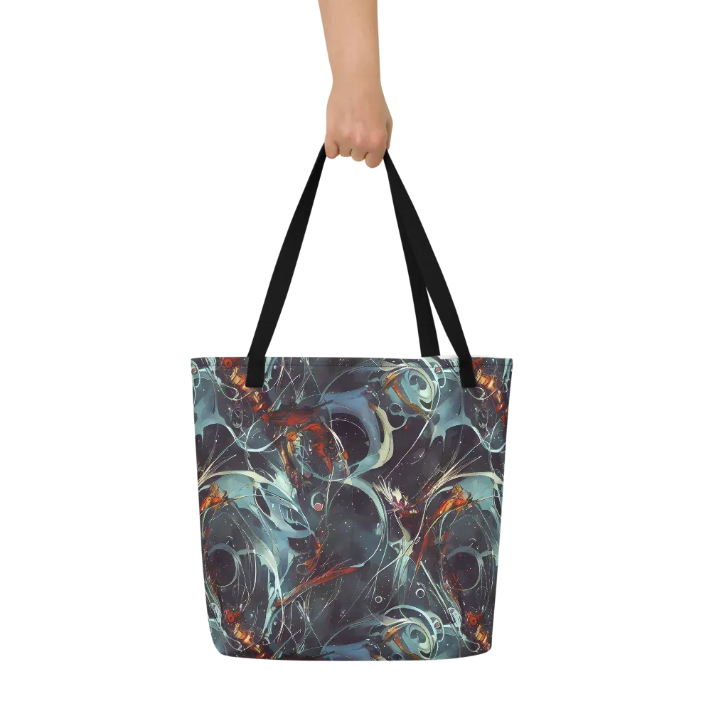 Neo-Splash Labyrinth on Large Tote Bag W/ Pocket — Front
