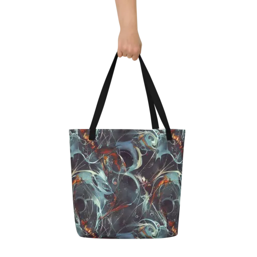 Neo-Splash Labyrinth on a Large Tote Bag W/ Pocket