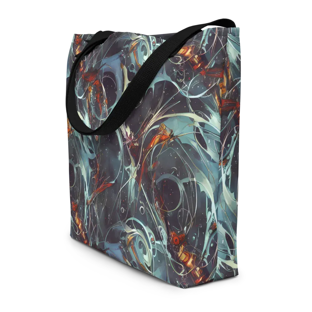 Neo-Splash Labyrinth on Large Tote Bag W/ Pocket — Front