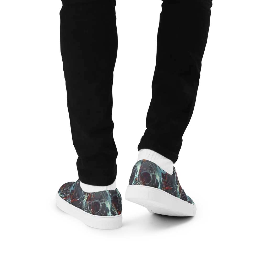 Neo-Splash Labyrinth on Men's Lace-Up Canvas Shoes — Back