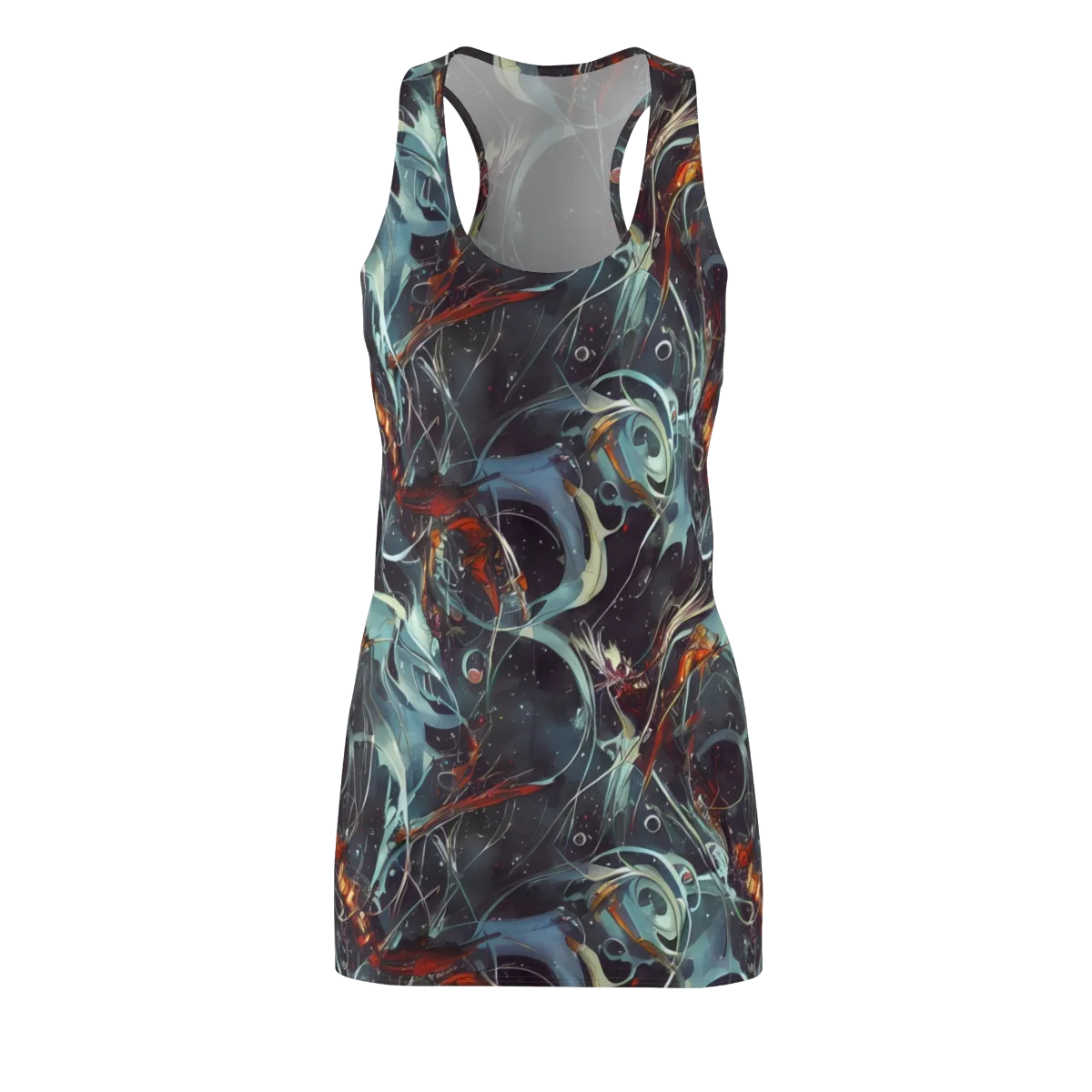 Neo-Splash Labyrinth on Racerback Dress — Front