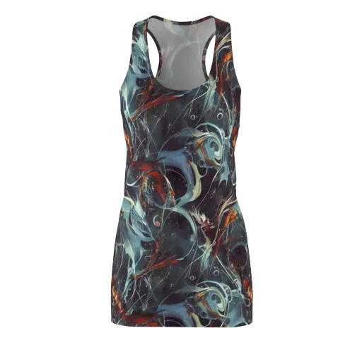 Neo-Splash Labyrinth on a Racerback Dress