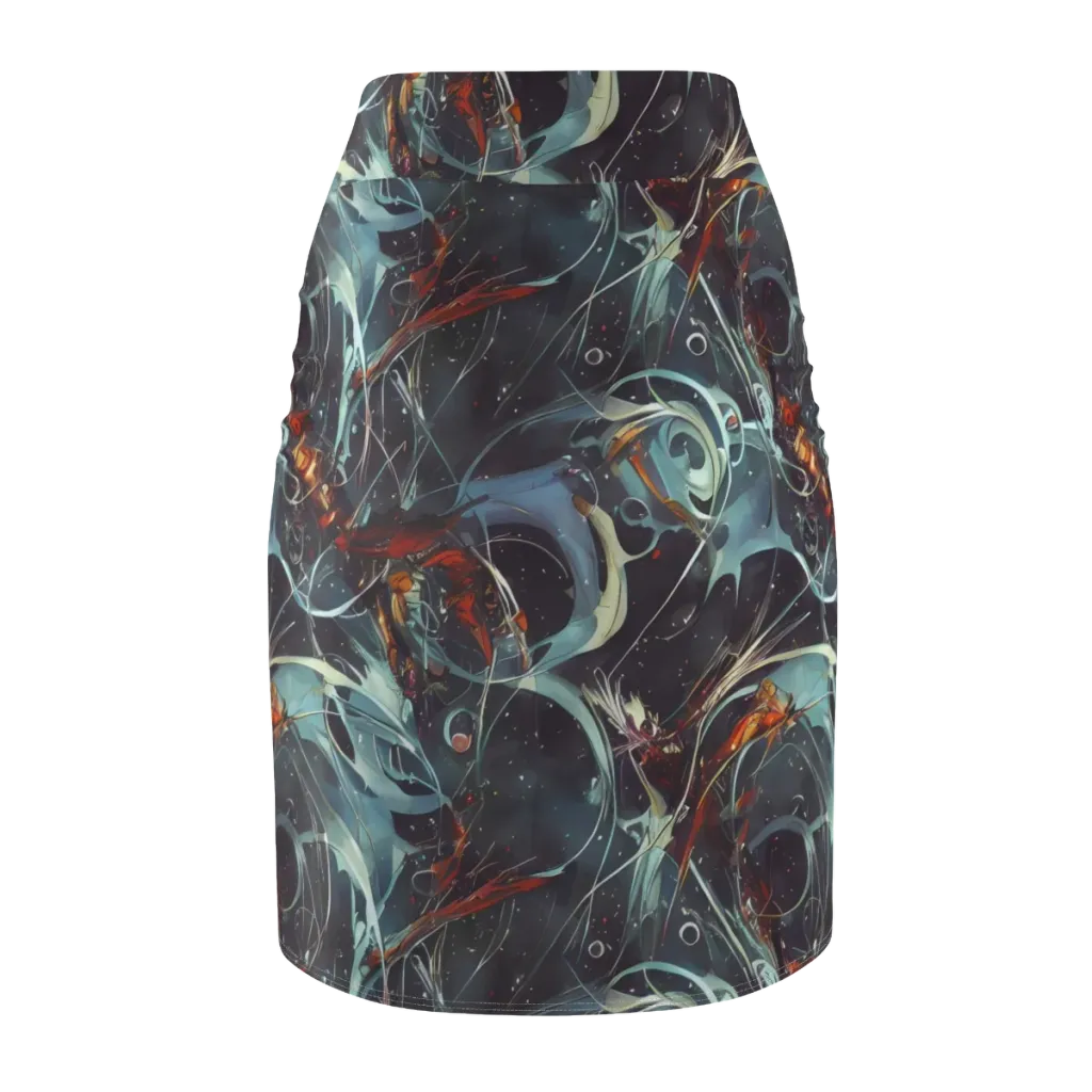 Neo-Splash Labyrinth on Pencil Skirt — Back