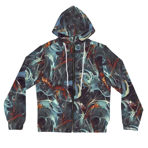 Neo-Splash Labyrinth on a Women's Full-Zip Hoodie
