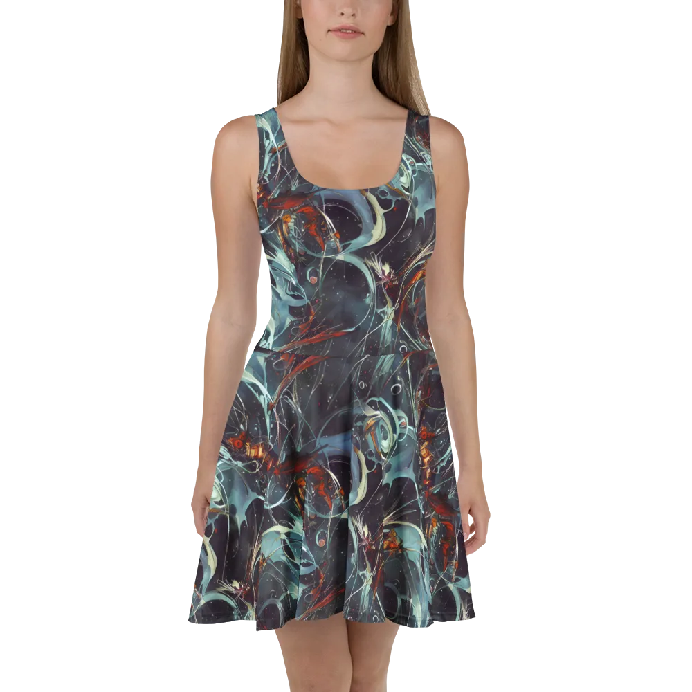 Neo-Splash Labyrinth on Skater Dress — Front