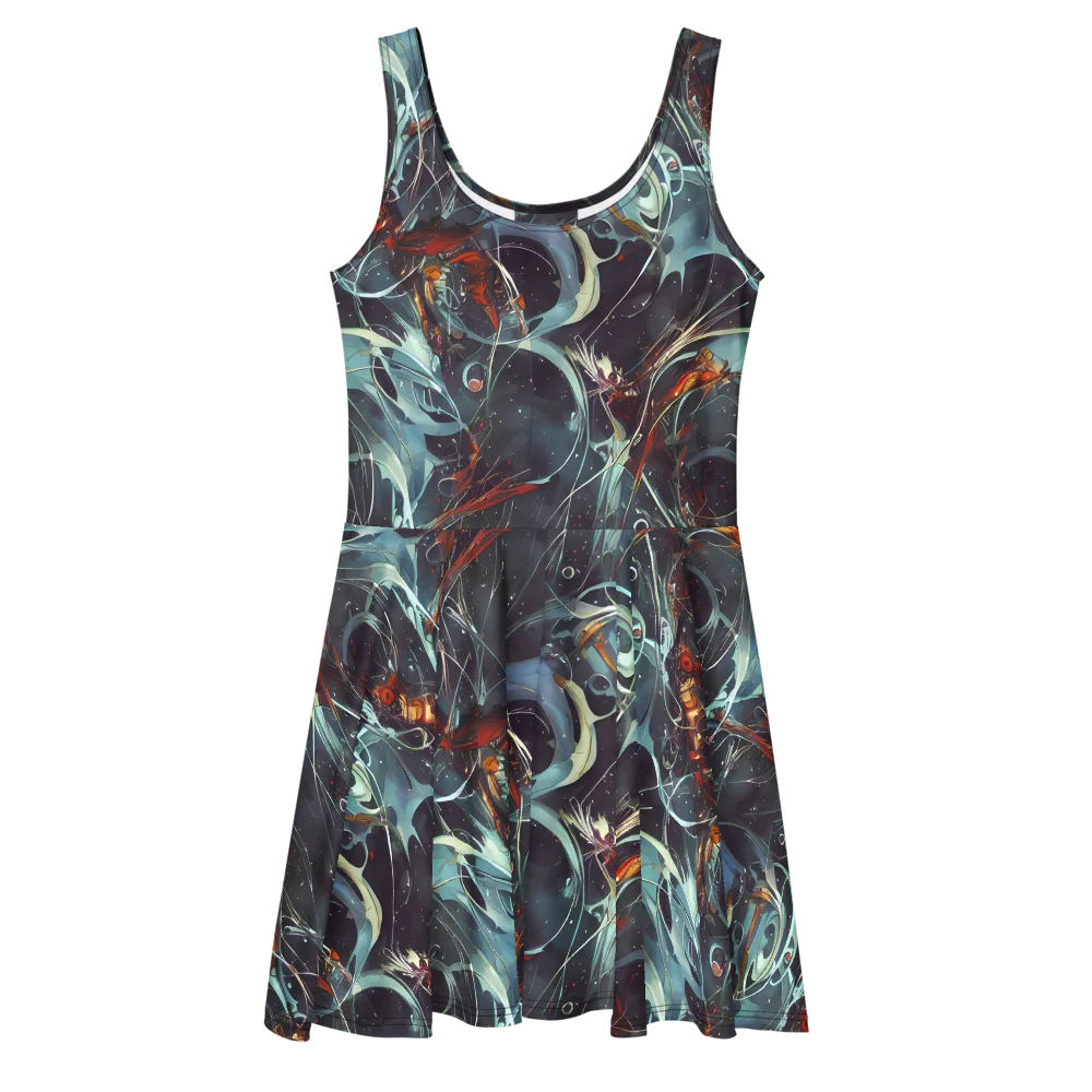 Neo-Splash Labyrinth on Skater Dress — Front