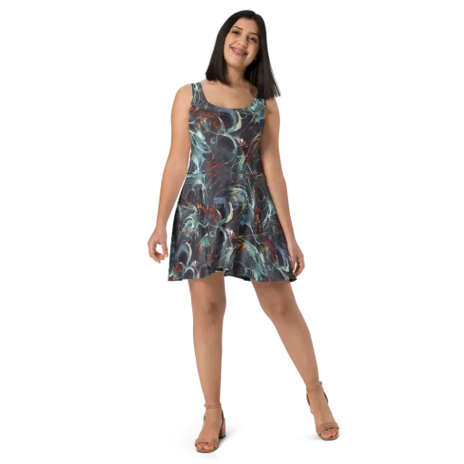 Neo-Splash Labyrinth on a Skater Dress