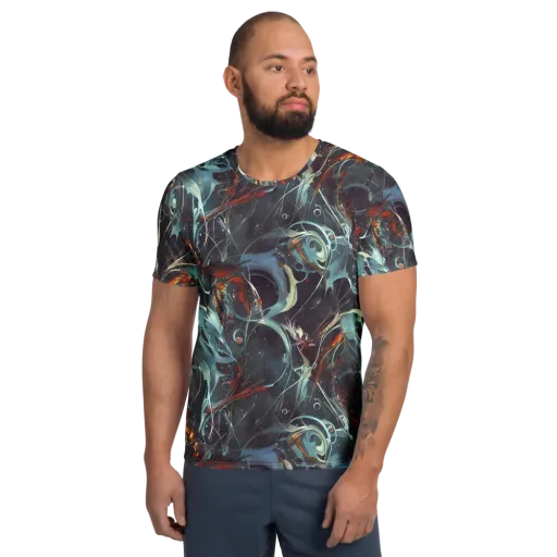 Neo-Splash Labyrinth on a Men's Athletic T-Shirt