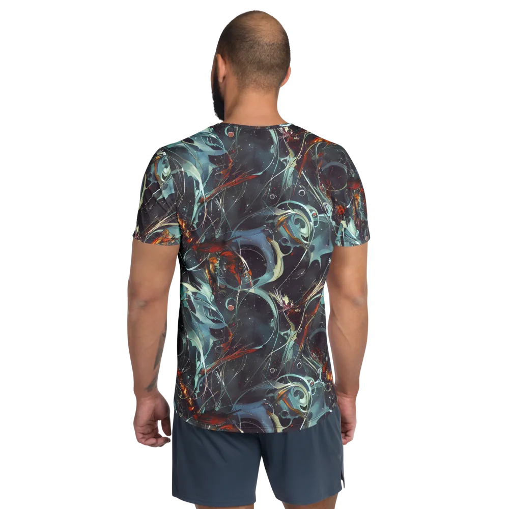 Neo-Splash Labyrinth on Men's Athletic T-Shirt — Back