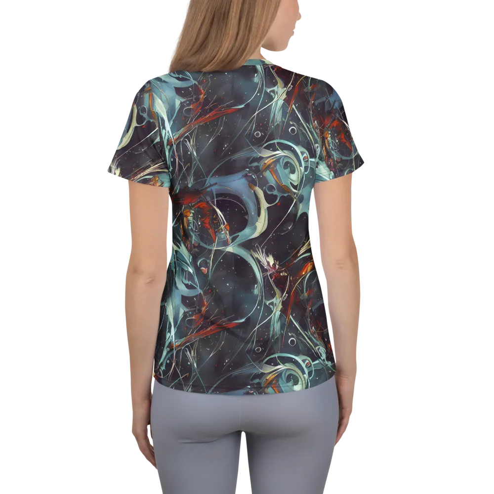 Neo-Splash Labyrinth on Women's Athletic T-Shirt — Back