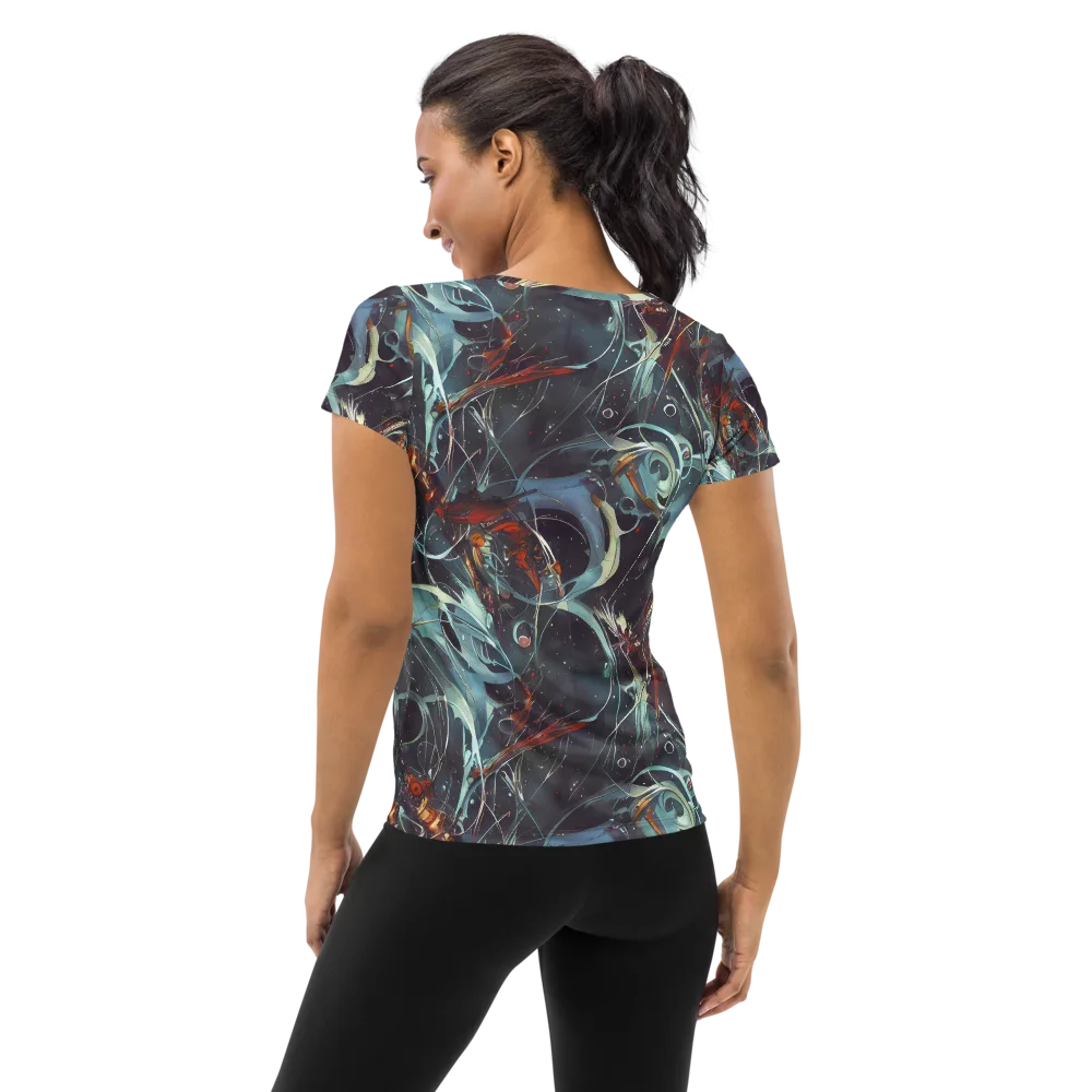 Neo-Splash Labyrinth on Women's Athletic T-Shirt — Back