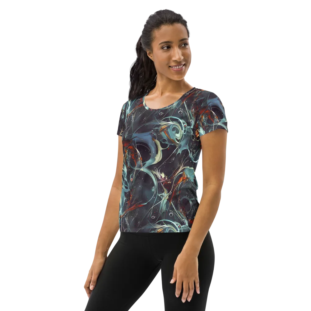 Neo-Splash Labyrinth on Women's Athletic T-Shirt — Left